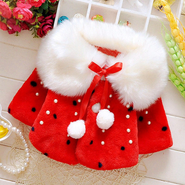 Manteau bébé fausse fourrure - "Lolita chic rouge"