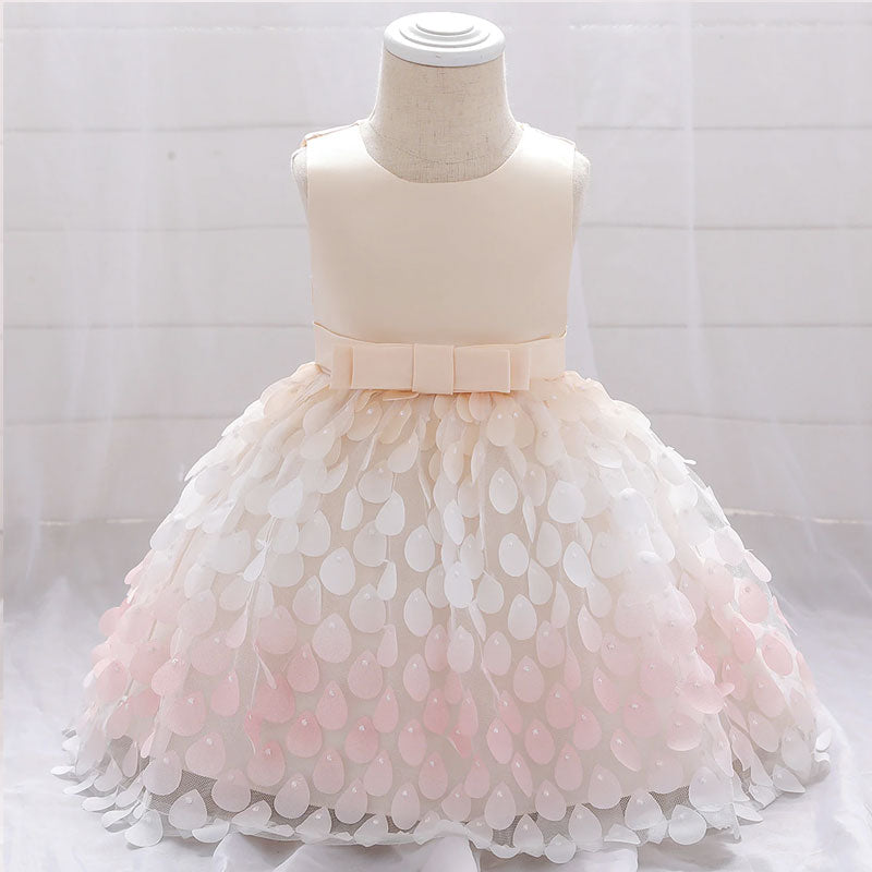 robe de princesse bébé jaune à pétale de rose