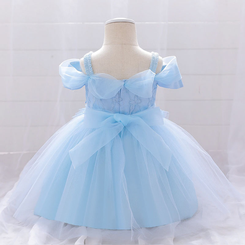 Robe bébé princesse bretelles et manches courtes en tulle
