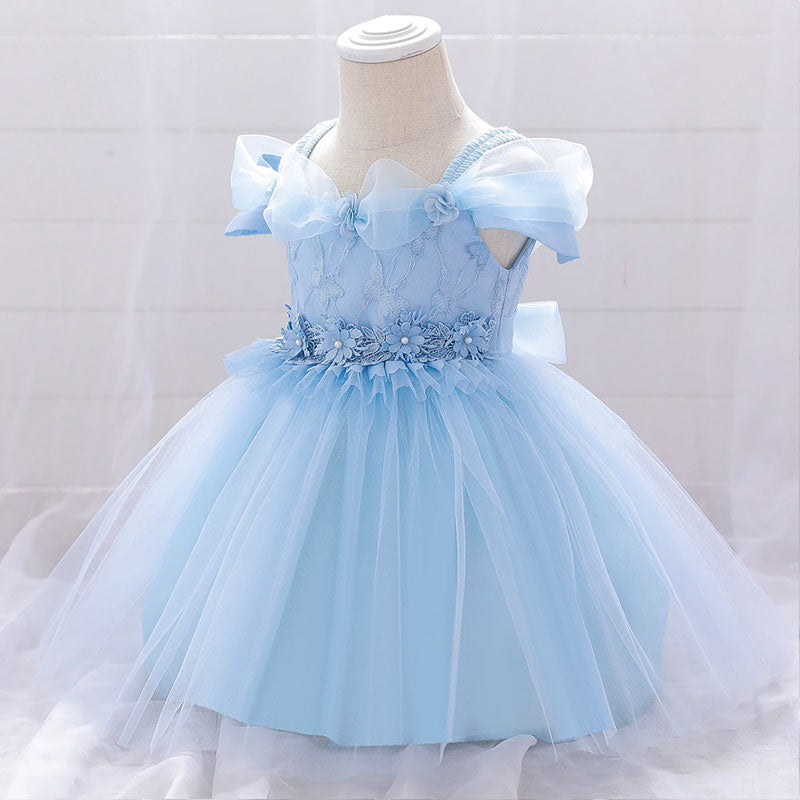 Robe bébé princesse bretelles et manches courtes en tulle