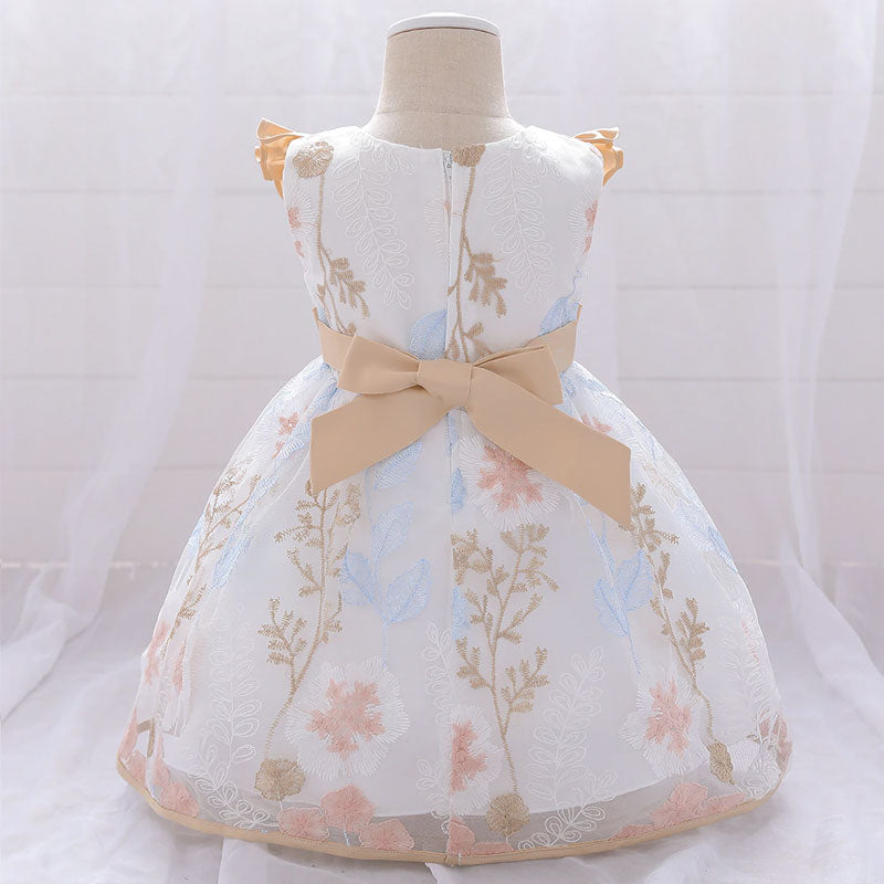 robe de princesse bébé à fleurs jaune