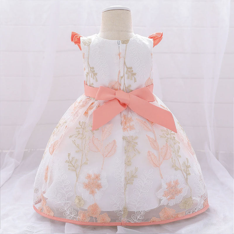 robe orange pour bébé fille avec noeud papillon au dos