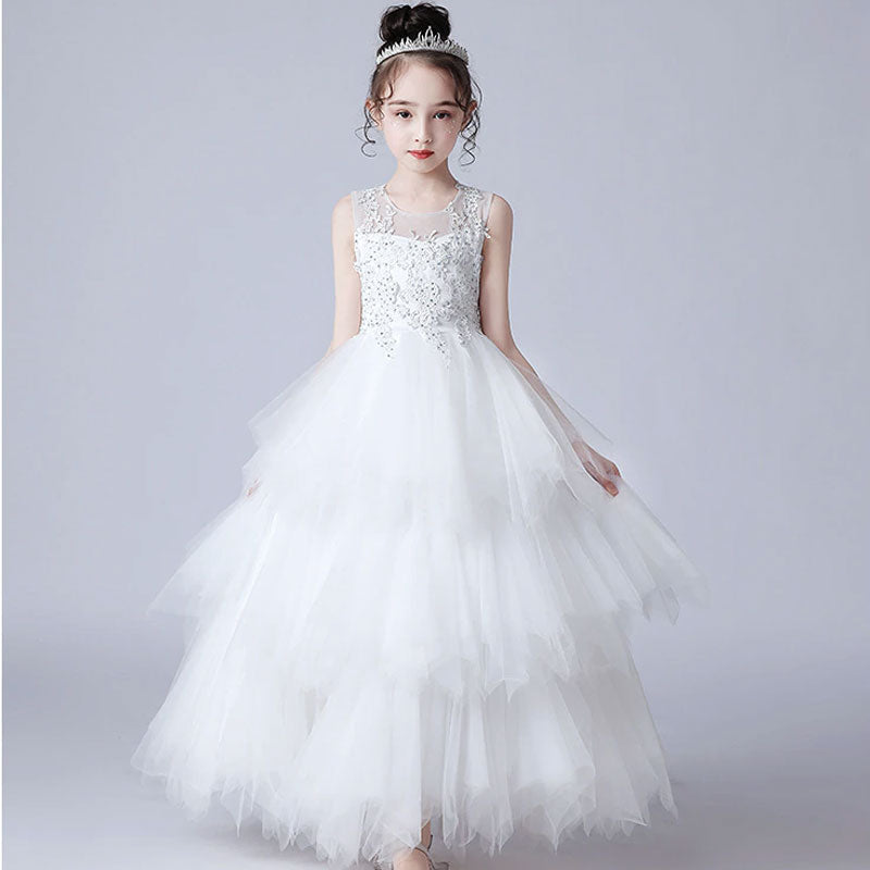 robe blanche fille cérémonie longue