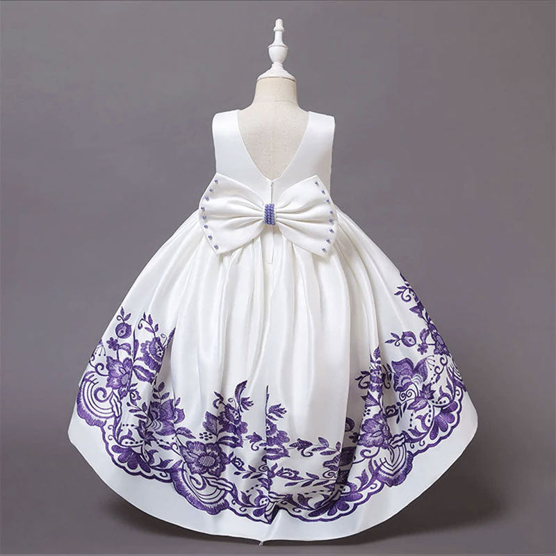 robe fille princesse violette à fleurs