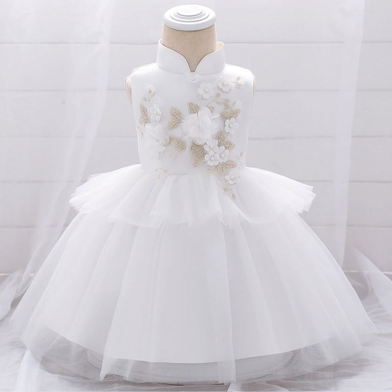 robe princesse bebe 2 ans blanche au col levé