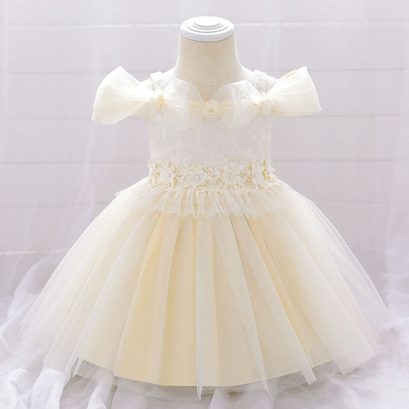 Robe bébé princesse bretelles et manches courtes en tulle