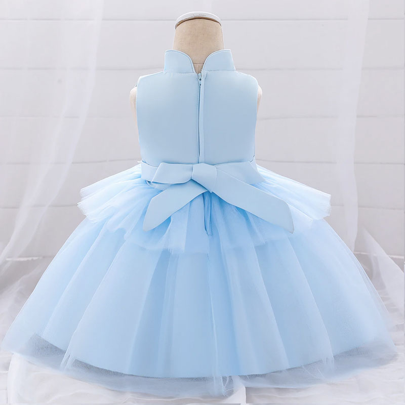 robe princesse bebe bleu avec le col levé