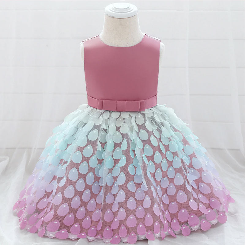 robe bébé violette à pétale de bleu