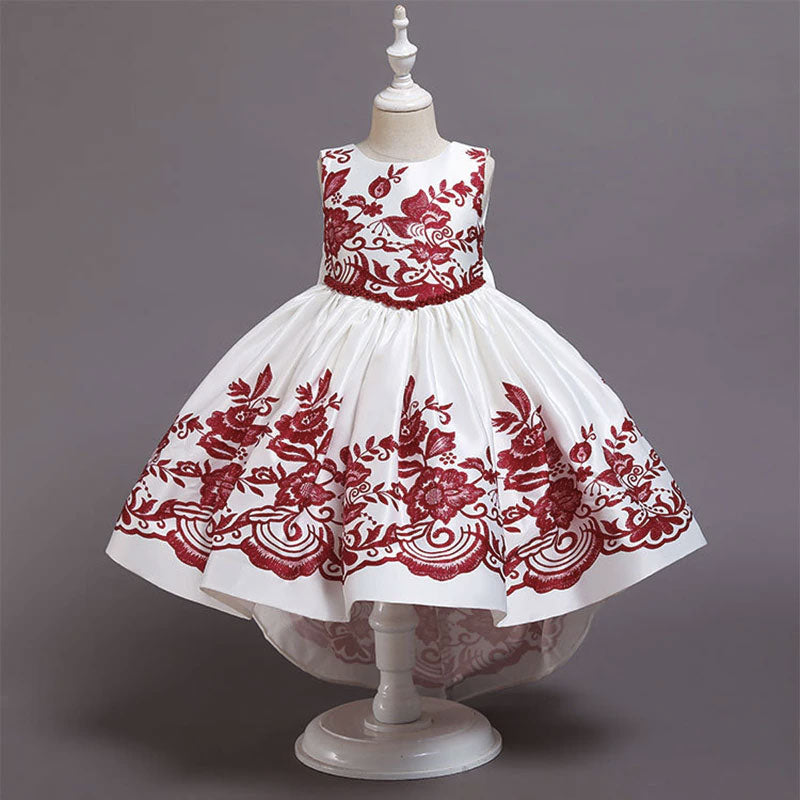 robe princesse rouge à fleurs