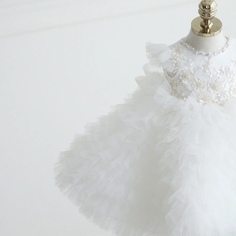 Robe gaufré baptême bébé fille