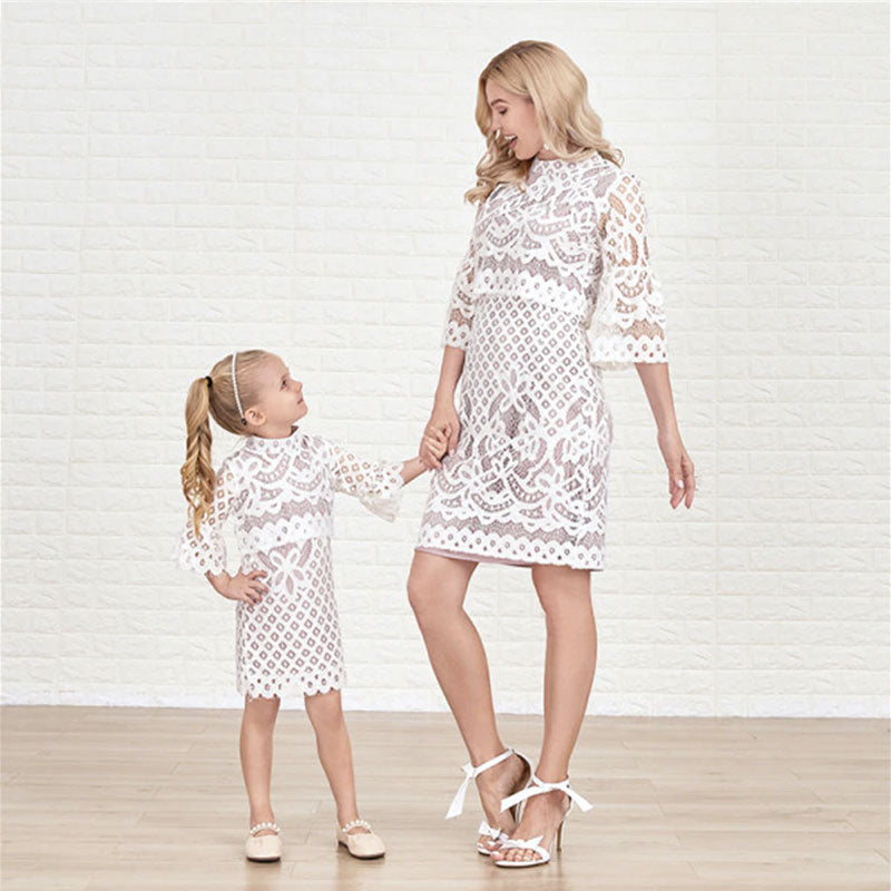 robe mère fille blanche