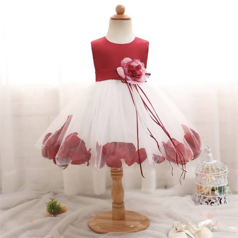 Robe princesse bébé pétale de rouge