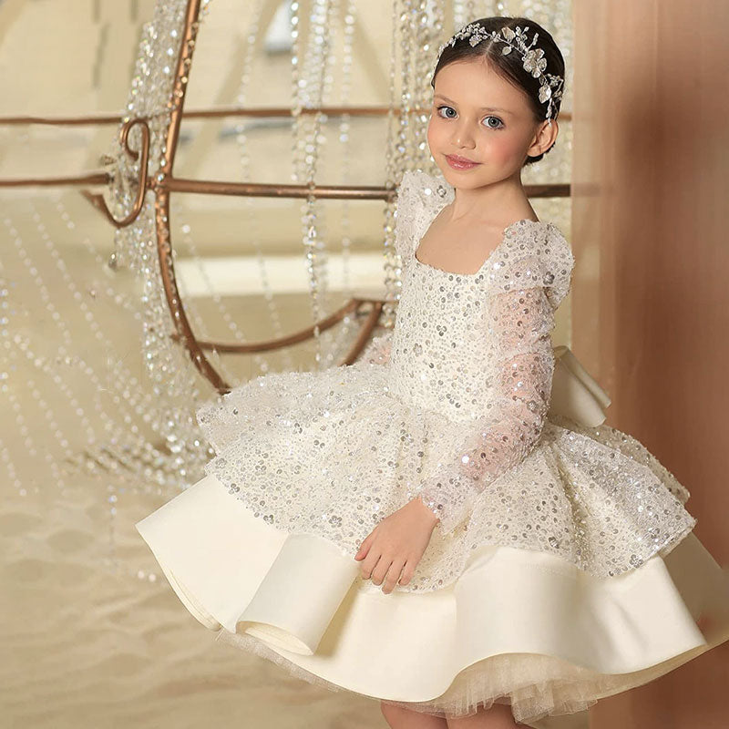 robe princesse fille luxueuse ivoire