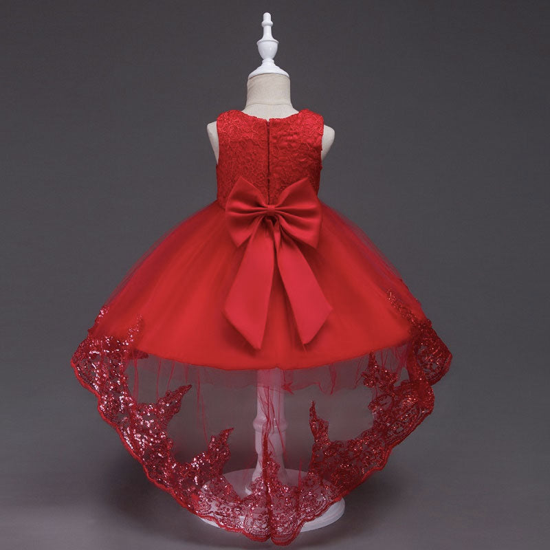 robe princesse rouge longue traine