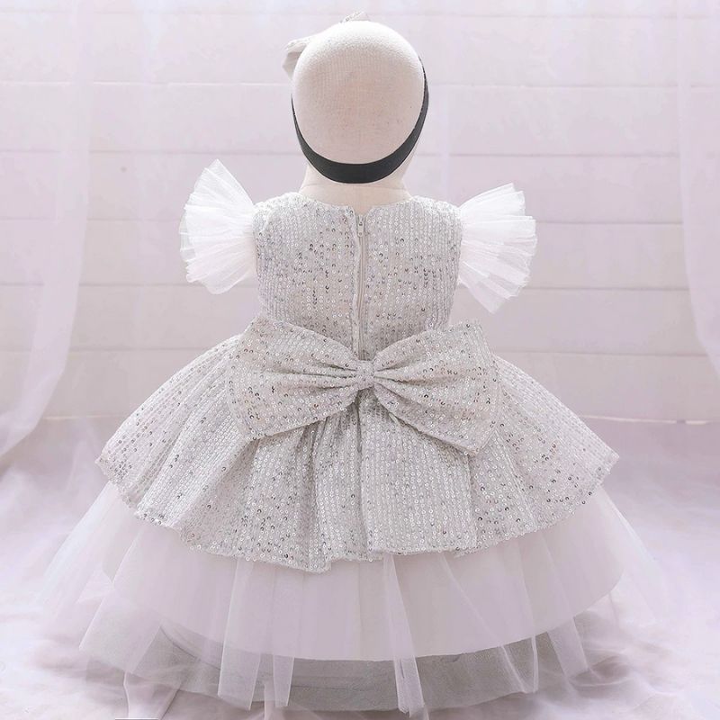 robe princesse bébé blanche et strass argent