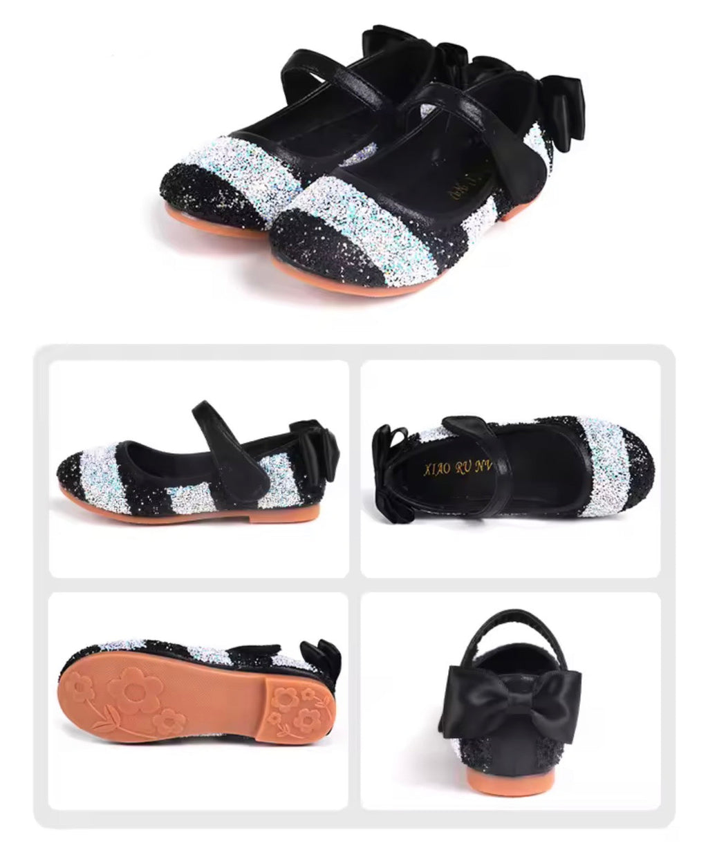 Ballerine enfant nœud papillon paillette noir