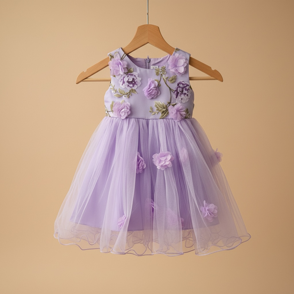 Robe de princesse bébé fille violette en mousseline