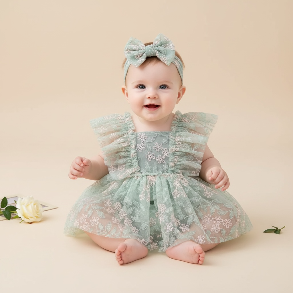 Tuta estiva elegante verde per bambine