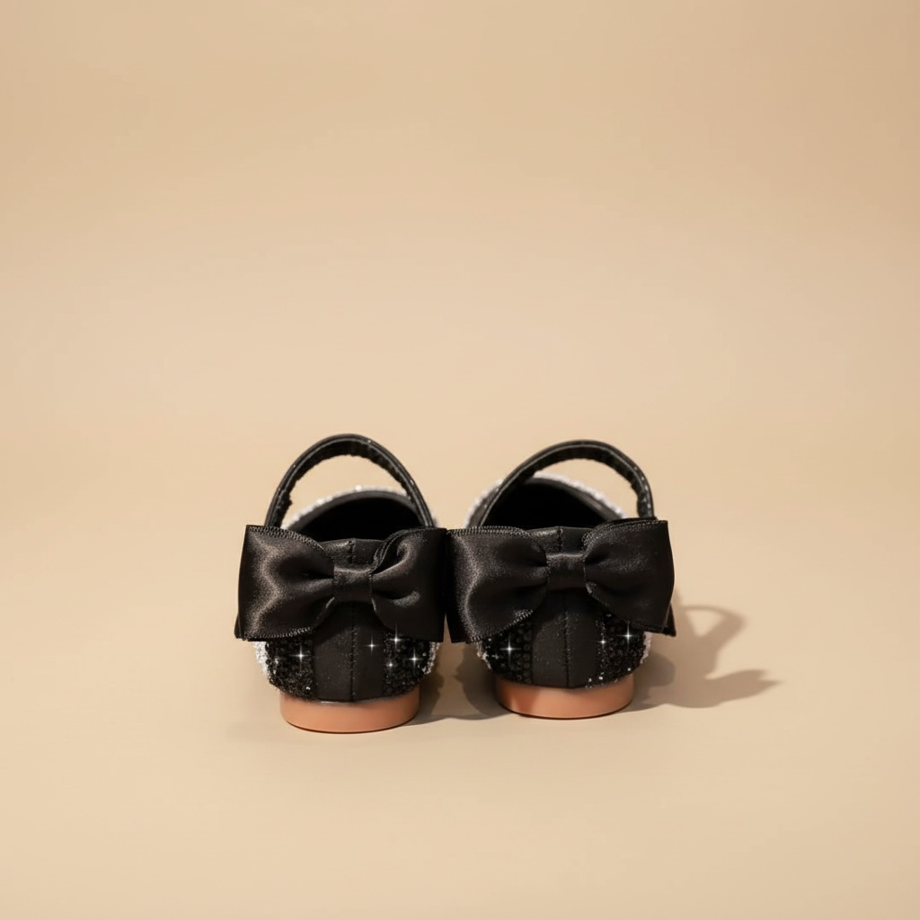 Ballerine enfant nœud papillon paillette noir
