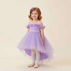 Vestido de gala Melissa con cola y flores