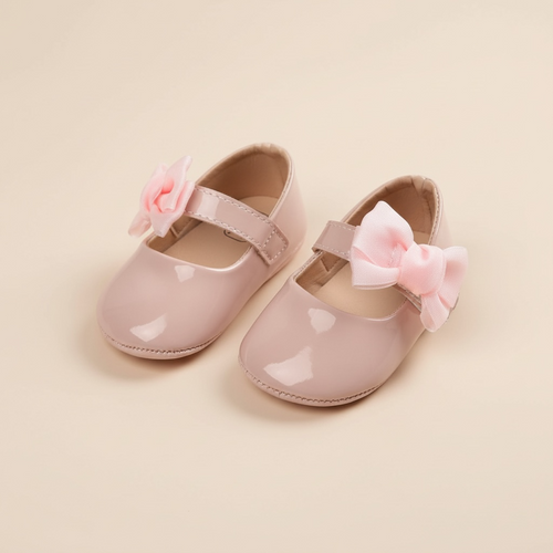 Ballerine cérémonie bébé coloris blanc, noeud papillon 6 mois