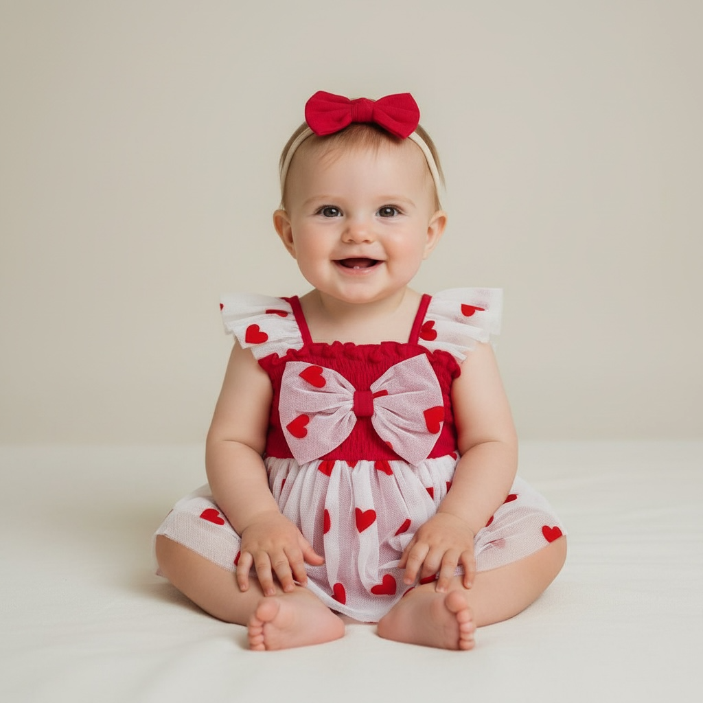 Barboteuse bébé - Coeur rouge