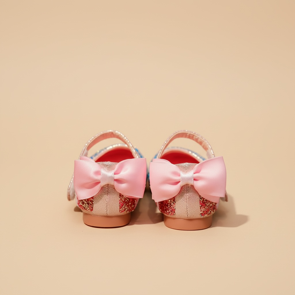 Ballerine enfant nœud papillon paillette rose