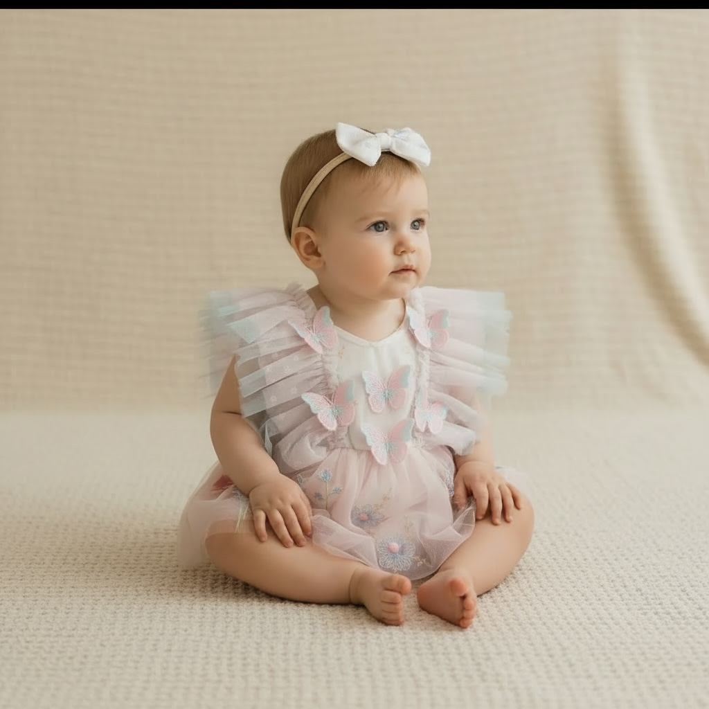 Barboteuse bébé anniversaire papillon