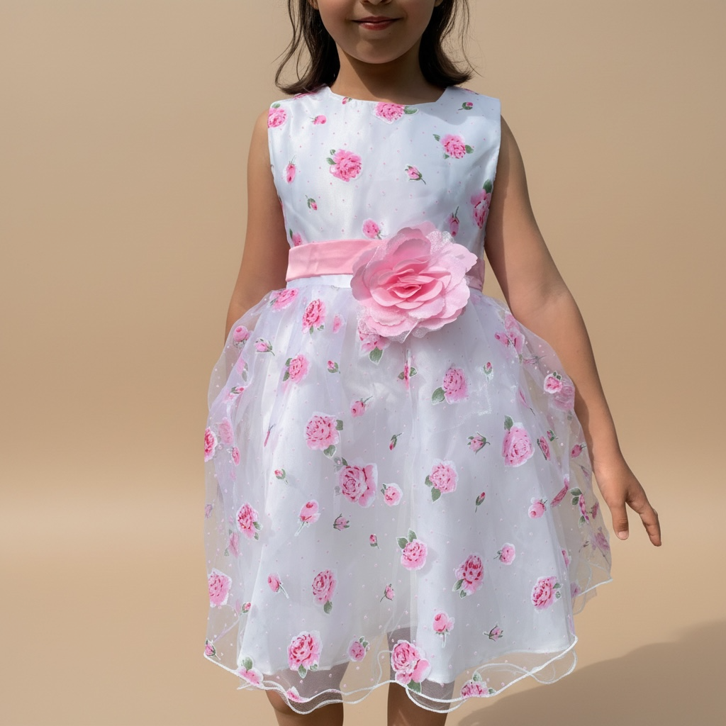 Robe princesse bébé - Fleur Rose