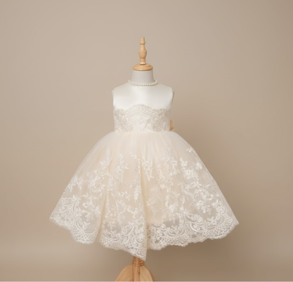 Robe d'anniversaire fille Champagne