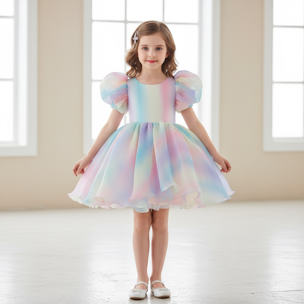 Robe de cérémonie arc-en-ciel fille