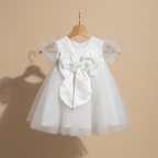 Robe fille baptême blanc fleuries