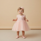 Robe baptême bébé fille rose