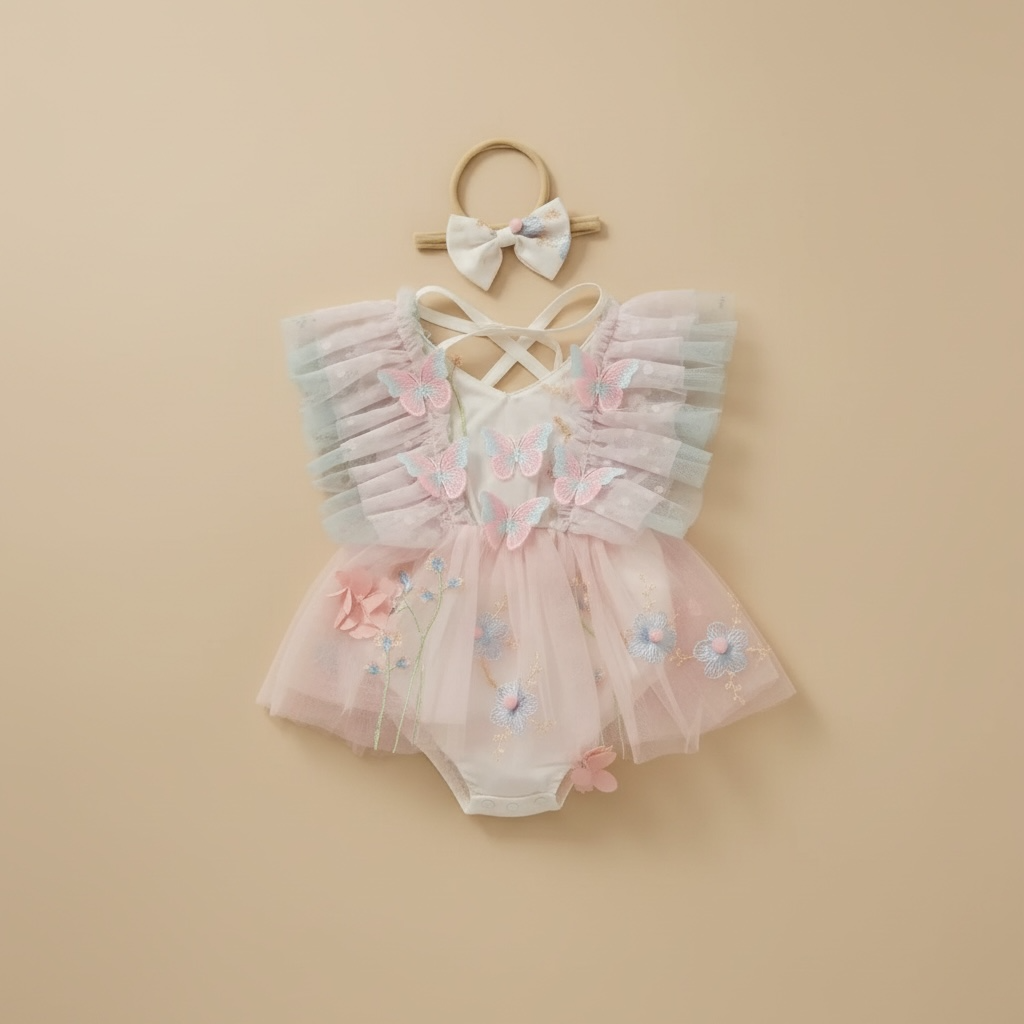 Barboteuse bébé anniversaire papillon