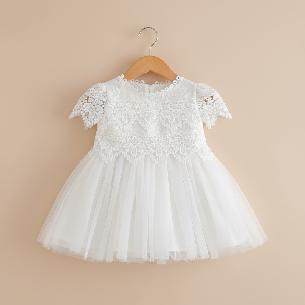 Robe de baptême bébé fille dentelle - 48h