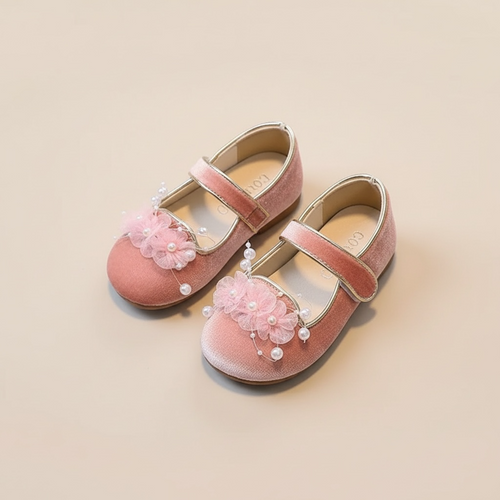 Ballerine effetto suede con motivo floreale