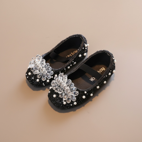 Ballerine fille strass et perles, détail de l'élastique intégré