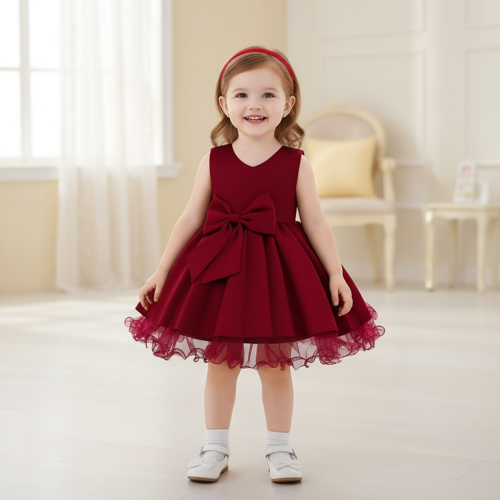 Vestido de cumpleaños infantil de satén