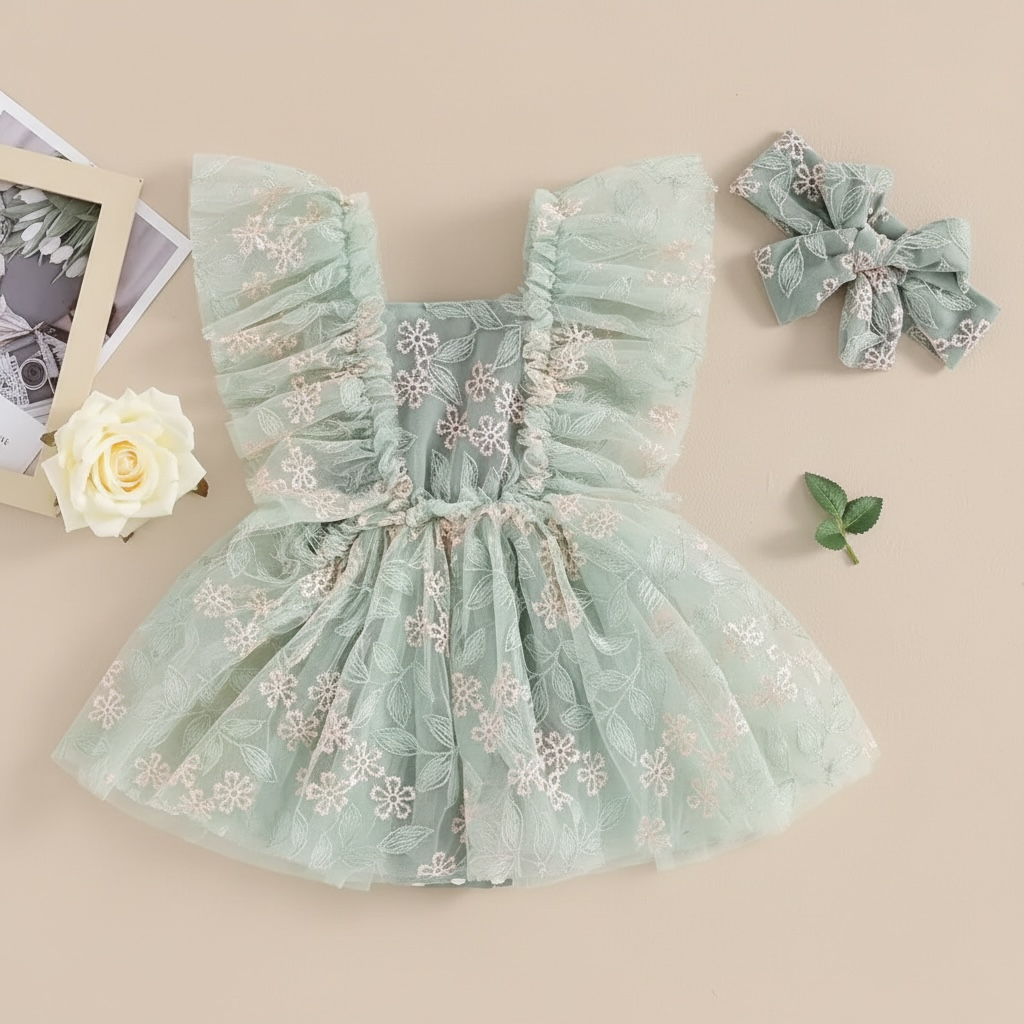 Tuta estiva elegante verde per bambine