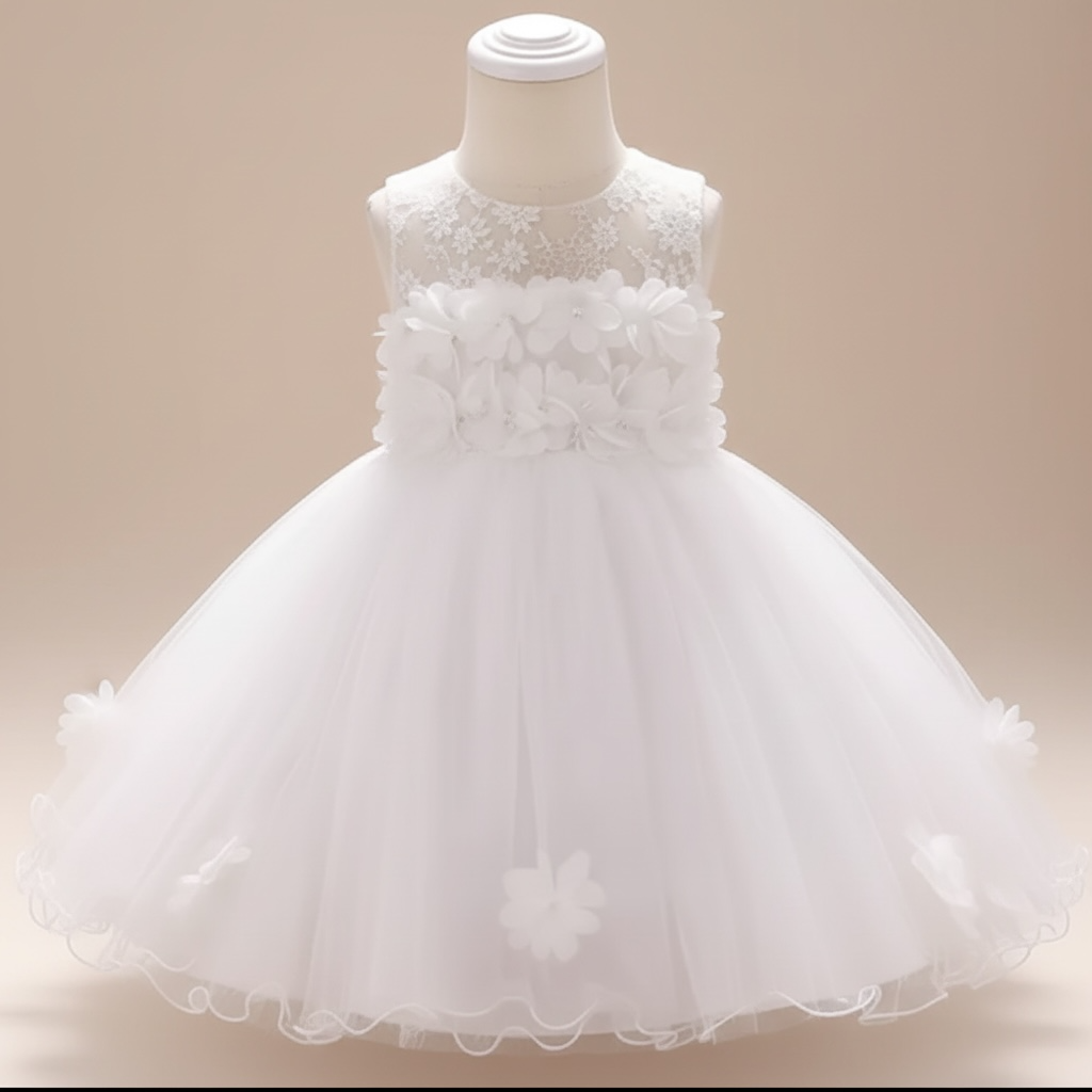 Robe de mariée bébé fille au bustier fleuri