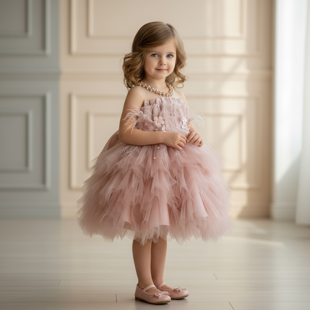 Abito da compleanno per bambini con fiori di lusso