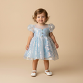 Robe de bal princesse courte paillette bleue