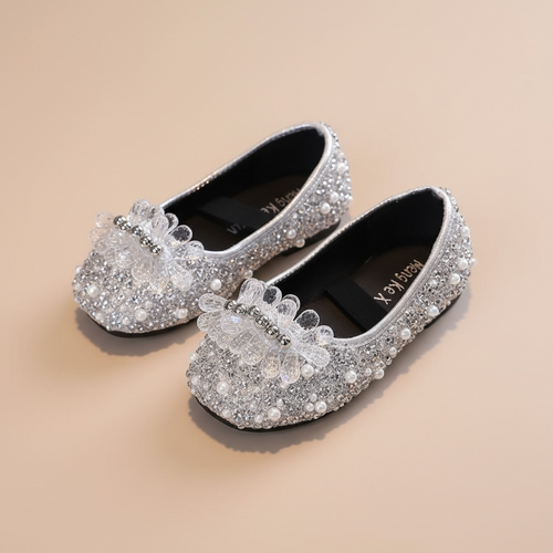 Ballerine fille noire strass, chaussure de fête pour Noël