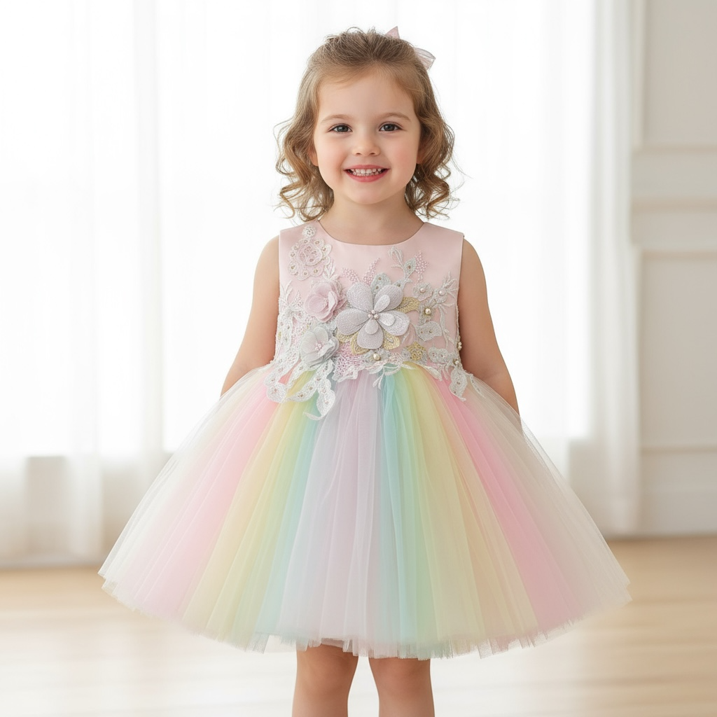 Vestito da compleanno arcobaleno 