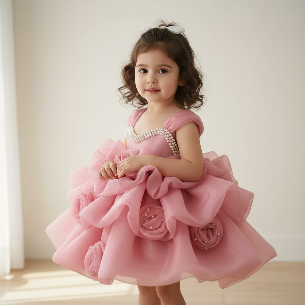 Vestido formal infantil color frambuesa
