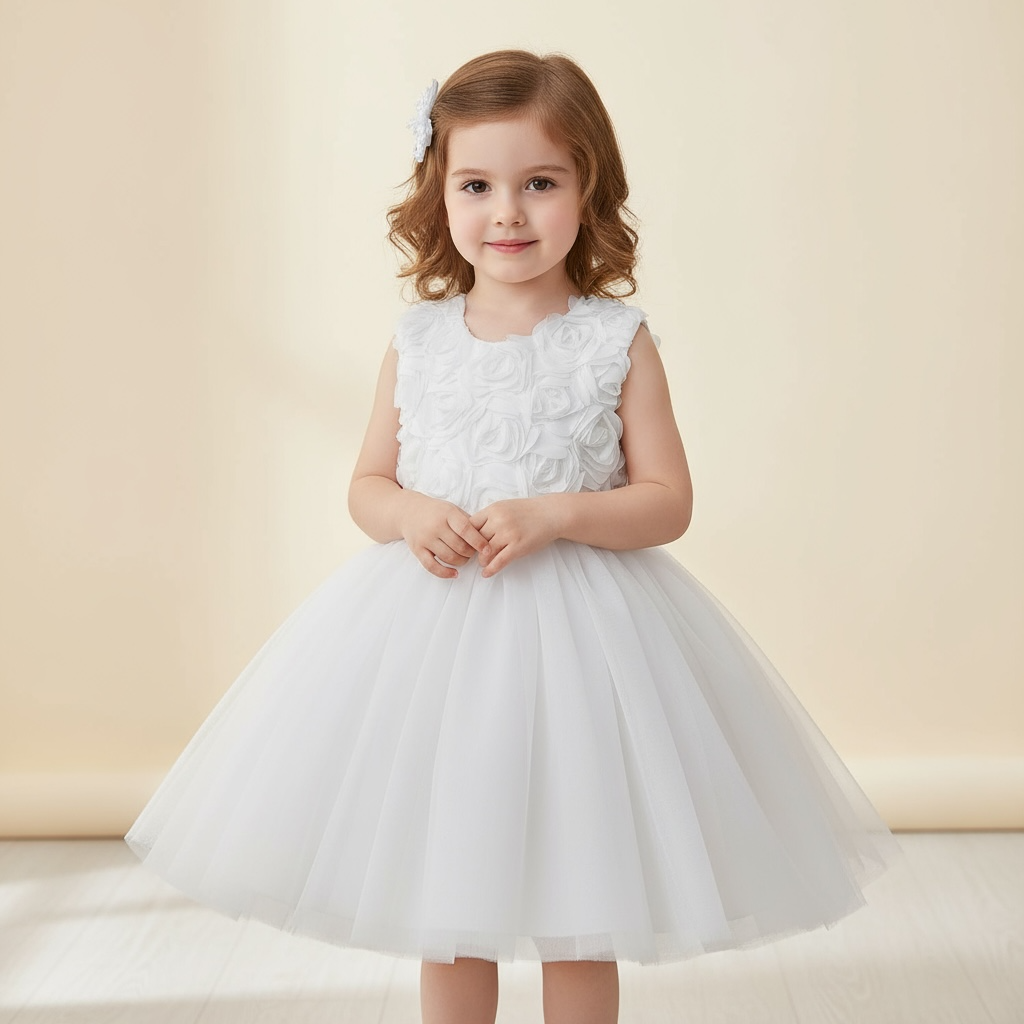 Vestido formal de niña con corpiño floral 