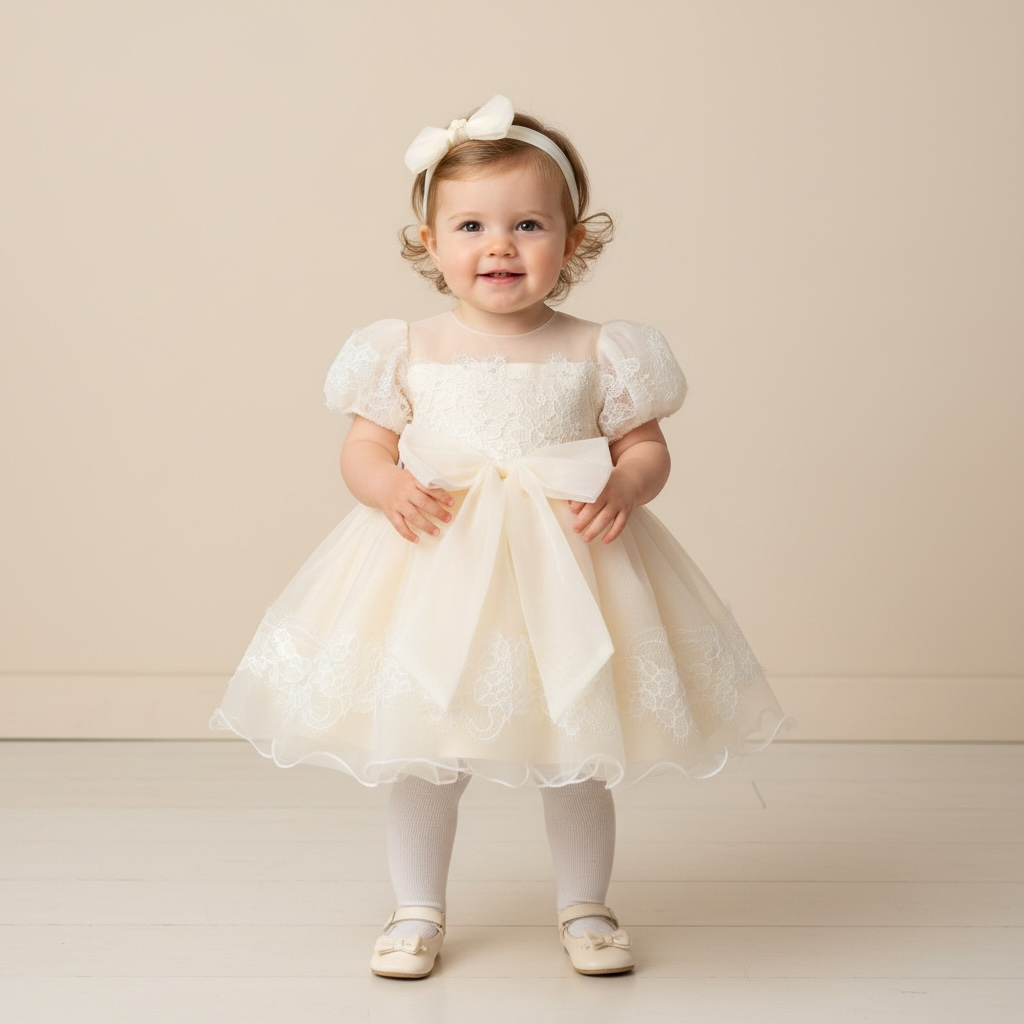 Robe cérémonie bébé manche bouffante