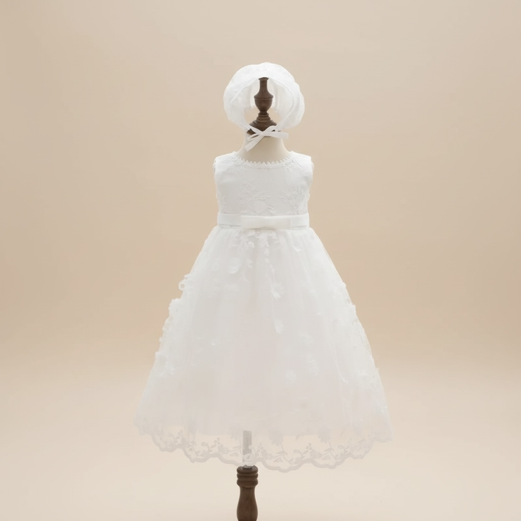 Robe bébé baptême motifs de fleurs