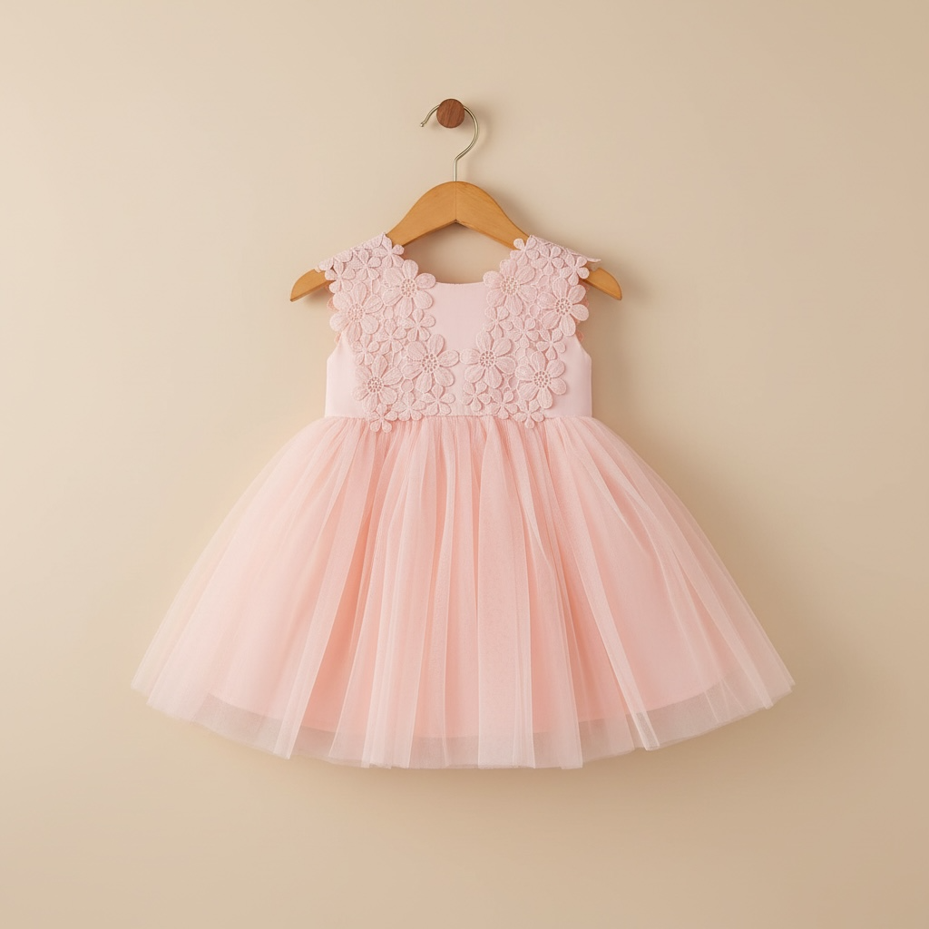 Robe baptême bébé fille rose