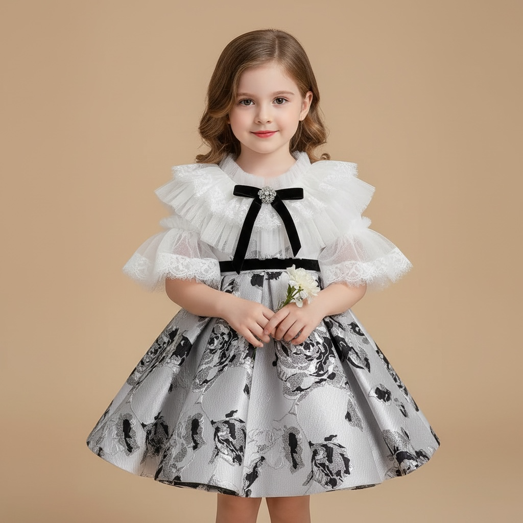 Abito floreale ed eleganza da bambina